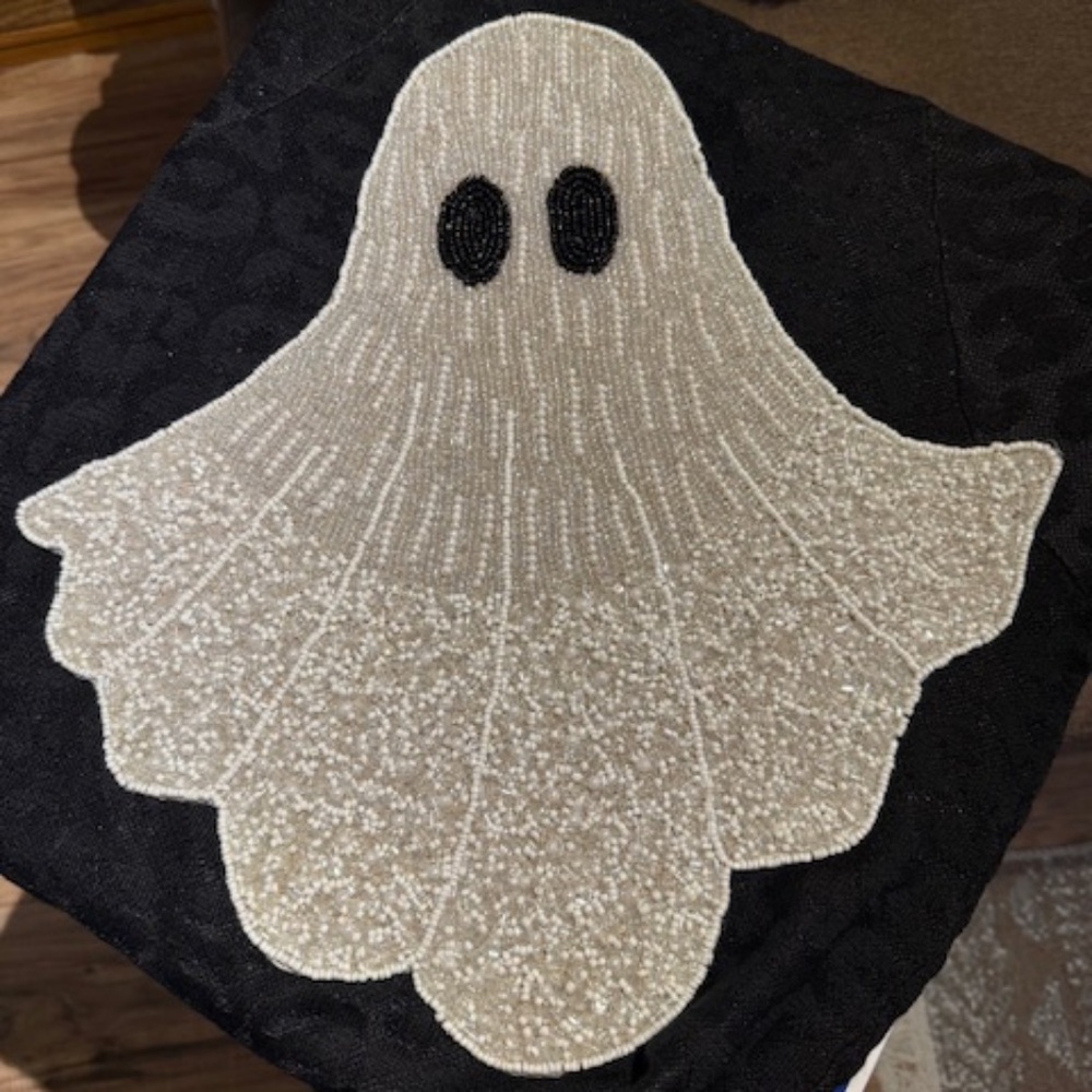 Christian Siriano Ghost Beaded Placemat - White Silver Glam
